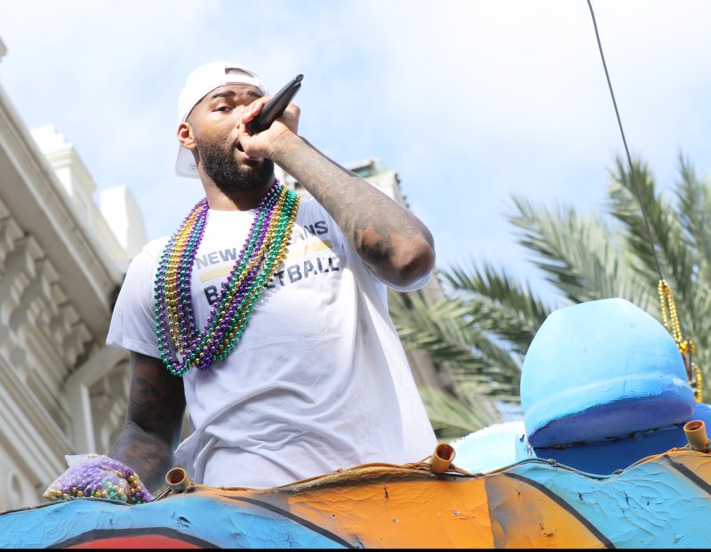DeMarcus Cousins of the New Orleans Pelicans rides with Krewe of Zulu on Feb. 28, 2017 in New Orleans, Louisiana. New Orleans was celebrating Fat Tuesday, the last day of Mardi Gras. EPA/DAN ANDERSON