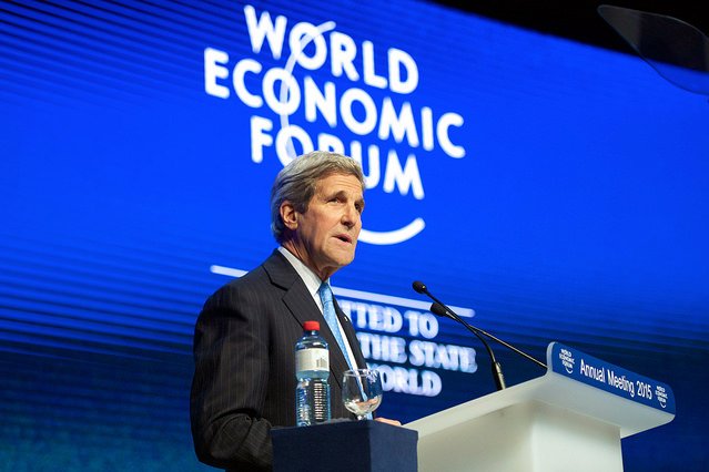 U.S. climate envoy John Kerry has partnered with the World Economic Forum and First Movers Coalition, which have enlisted several dozen industry giants around the world -- with $12 billion at stake for companies that advance low-carbon technologies of the future. File photo by U.S. State Department/Flickr