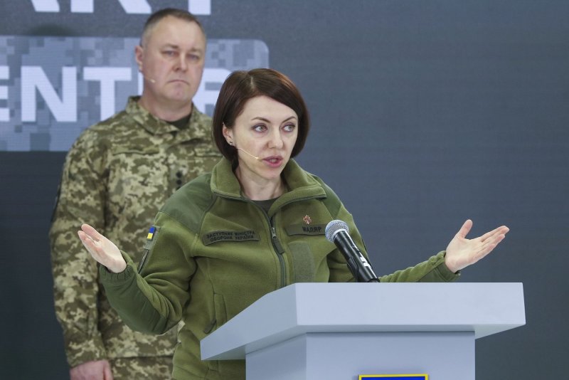 Deputy Minister of Defense Hanna Maliar was one of seven top defense officials sacked from their posts Monday in the wake of corruption scandals that brought down their boss, Defense Minister Oleksii Reznikov. File photo by Sergey Dolzhenko/EPA-EFE