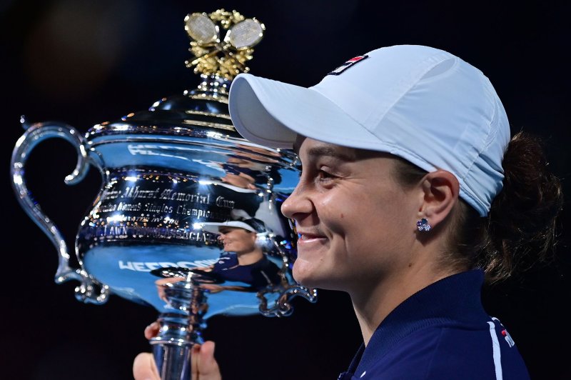Australian Ash Barty claimed her second career Grand Slam singles title with a straight-sets victory over American Danielle Collins at the 2022 Australian Open on Saturday at Rod Laver Arena in Melbourne. Photo by Joel Carrett/EPA-EFE