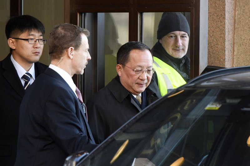 North Korean Foreign Minister Ri Yong Ho (2-R) leaves the Swedish goverment building Rosenbad in central Stockholm, Sweden, 16 March 2018. Photo by EPA-EFE/VILHELM STOKSTAD.