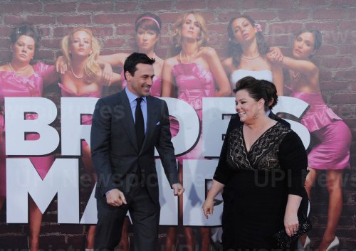 Jon Hamm and Melissa McCarthy attend the "Bridesmaids" premiere in Los Angeles