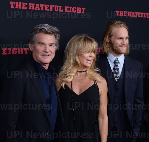 Kurt Russell, Goldie Hawn and Wyatt Russell attend "The Hateful Eight" premiere in Los Angeles